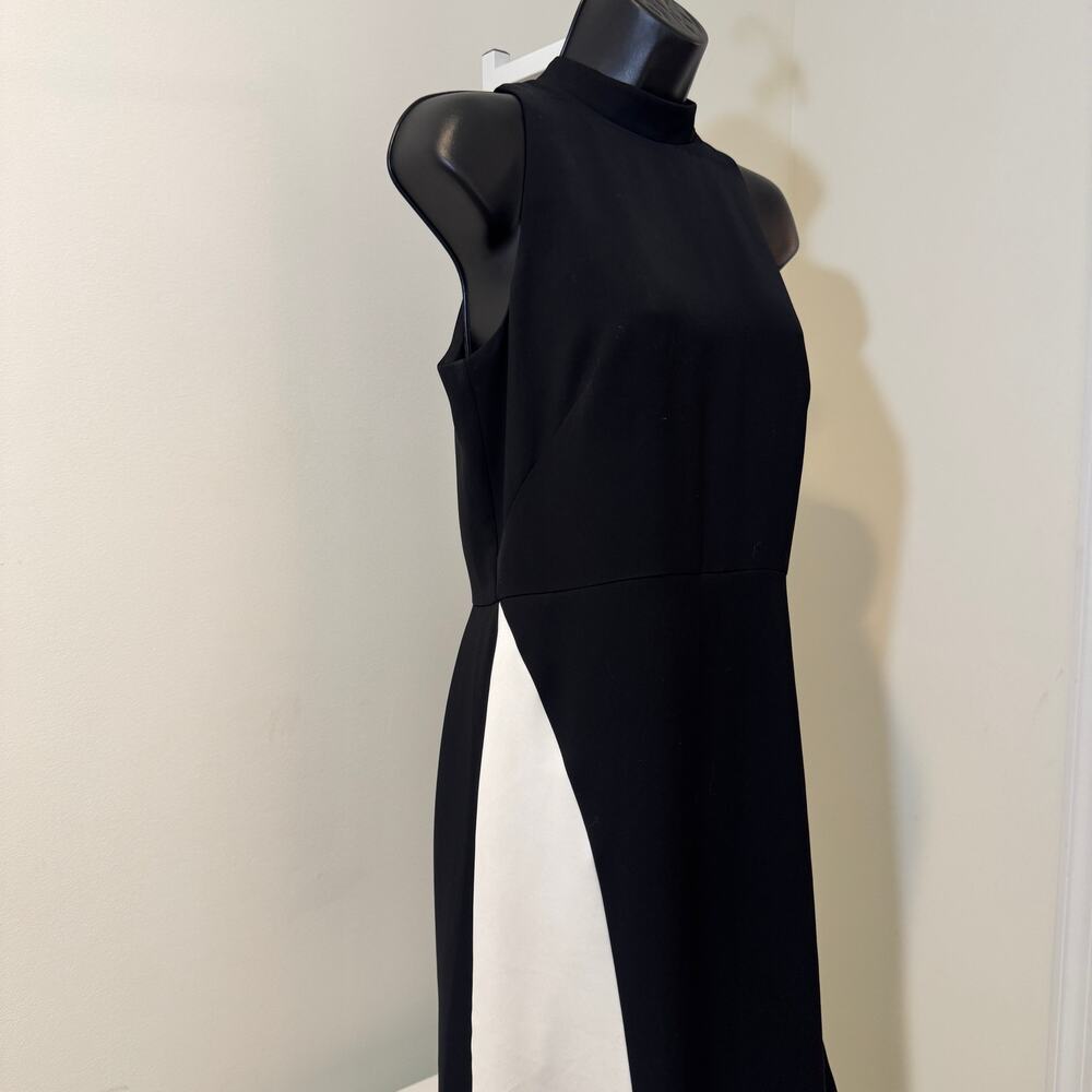 White House Black Market Black & White Colorblock Sleeveless Midi Dress Elegant